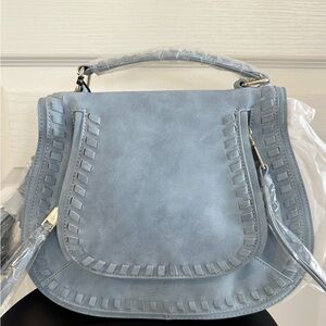 Glitzy Girlz Saddle Bag Crossbody – Baby Blue w/ Silver Hardware - NWT